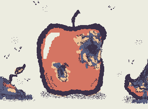 Did you know that the hole in the apple didn't come from the outside in? (will wood ref :>)