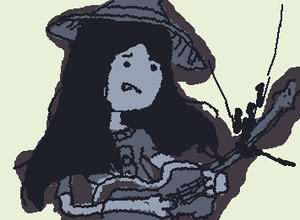 Marceline metiéndole caña a la guitarra, la contraparte de mi primer dibujo en este lugar.