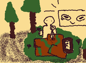 Part-4 you choose the feather and tickle the monster it falls back laughing its. CONGRATS you befriend the monster. What next?