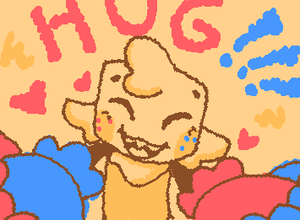 A goober's big ol' hug! (goob from dandy's world) my computer was almost gonna die, so glad I finished it before it did- 😭