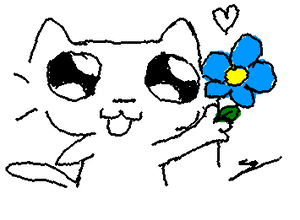 Cat is giving you a flower 🌷 idk why the hands are like that sorry 😔