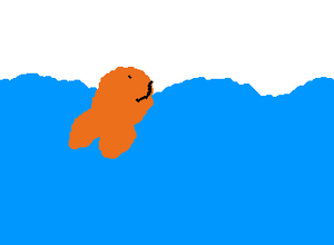 David decided he was gonna do something! He put his little tiny goldfish fat head above the wa wa