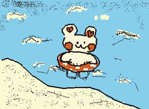 海で遊ぶくま　Bear playing in the sea