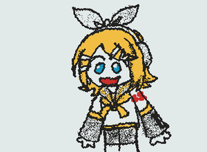 Kagamine Rin totally accurate drawing in A-pose. goated virtual singer btw