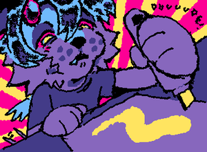 Local wigglypaint man utilizes last brain cell to follow rudimentary decker html guide and unlocks FIFTH! COLOR! Here's my rushed sketch of celebration.