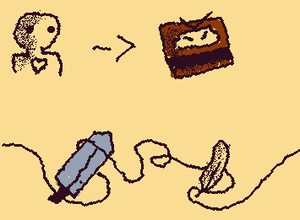 Part-3 The adventure attempts to befriend the monster however his attempts are futile. You must choose a weapon, sword or feather?