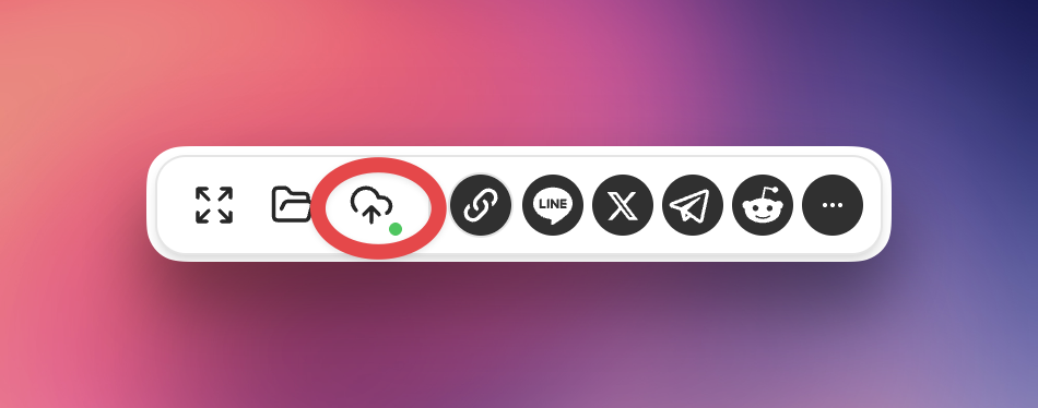 Estado de éxito del botón de almacenamiento en la nube